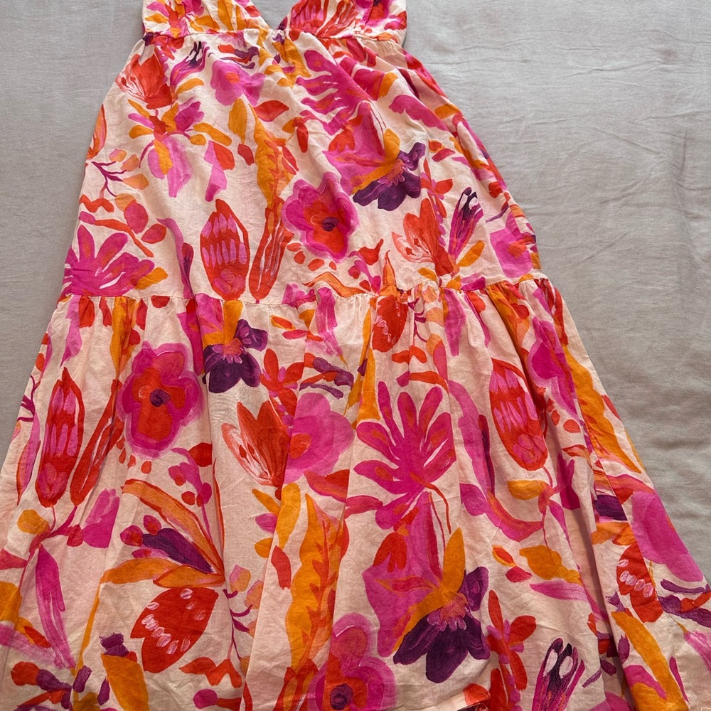 ZARA Floral Dress in Pink and Orange